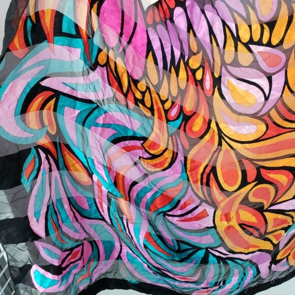 Rare Vintage Jean Claude Jitrois 80s Silk Scarf Large Shawl - Picture 8 of 16